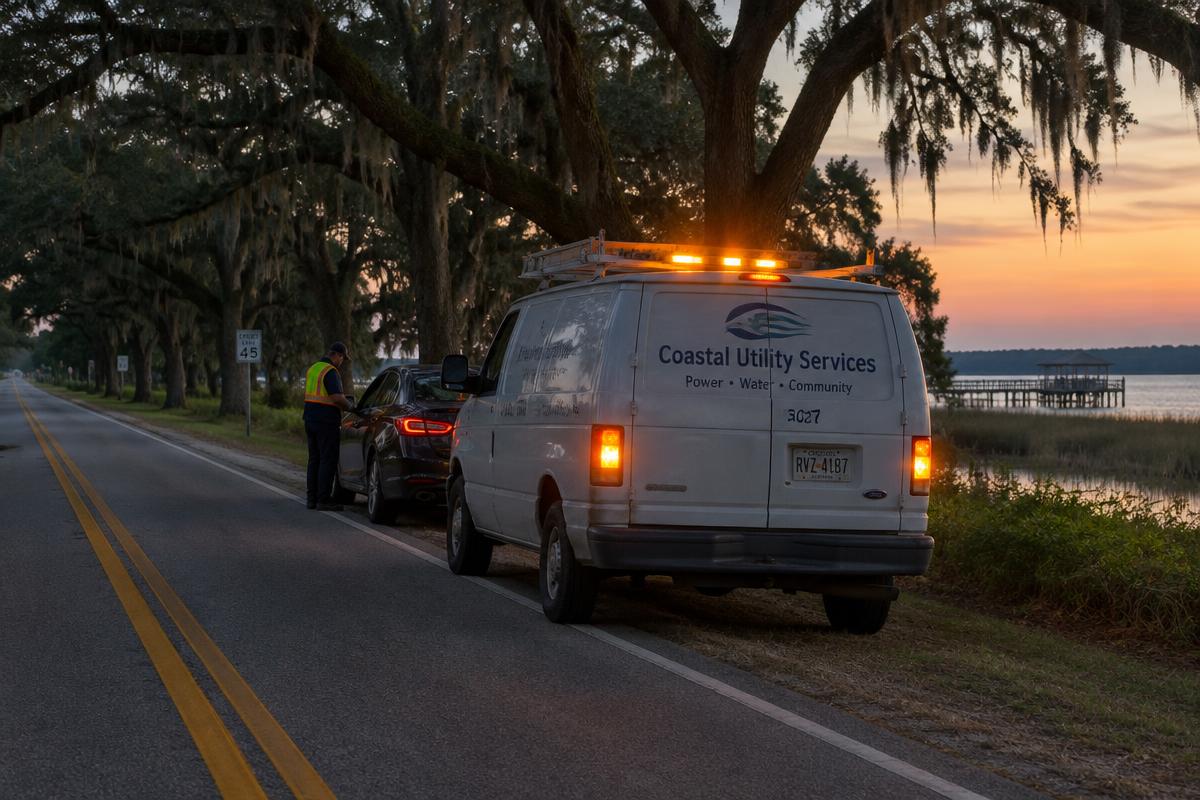 Roadside help for a stranded car on a coastal Georgia road